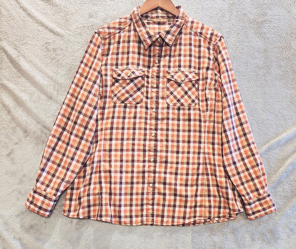 Asceno Mens Multi Color Plaid Button Up Snap Button Shirt Size XXL Western Chore